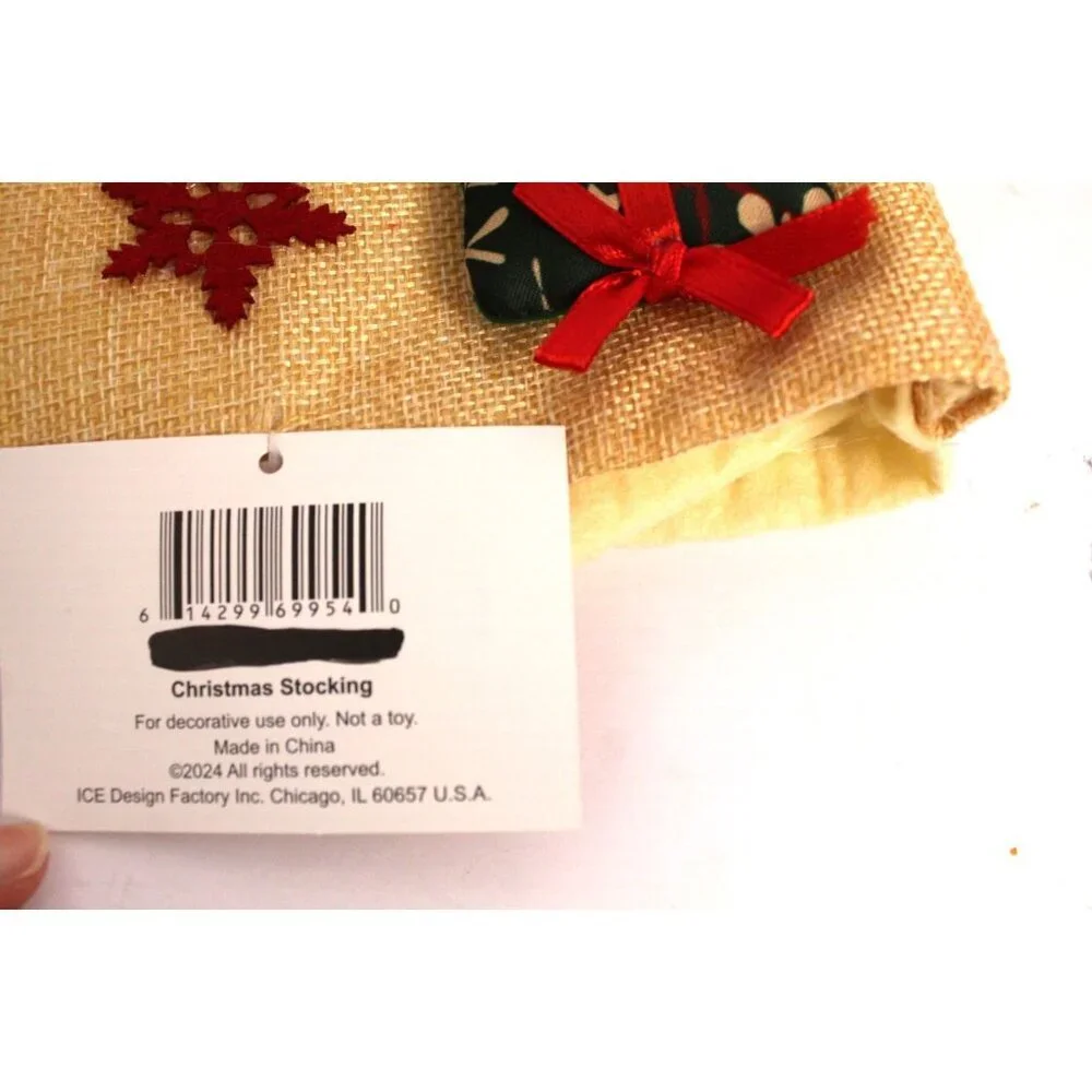 Christmas Queen Snowman 3D Stocking 18 inches Red Beige‎ Holiday Decor NWT